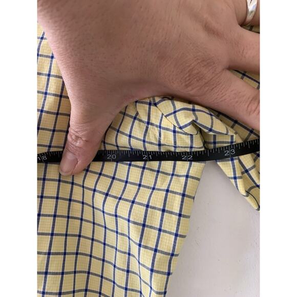 Ralph Lauren Yellow Blue Plaid‎ Button Down Shirt Mens Sz Large Custom Fit - Picture 6 of 7